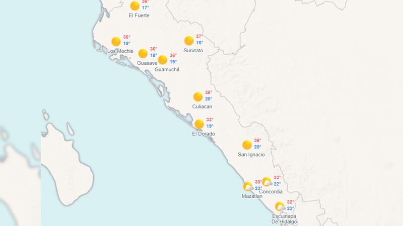 Clima en Sinaloa hoy lunes 27 de octubre de 2025