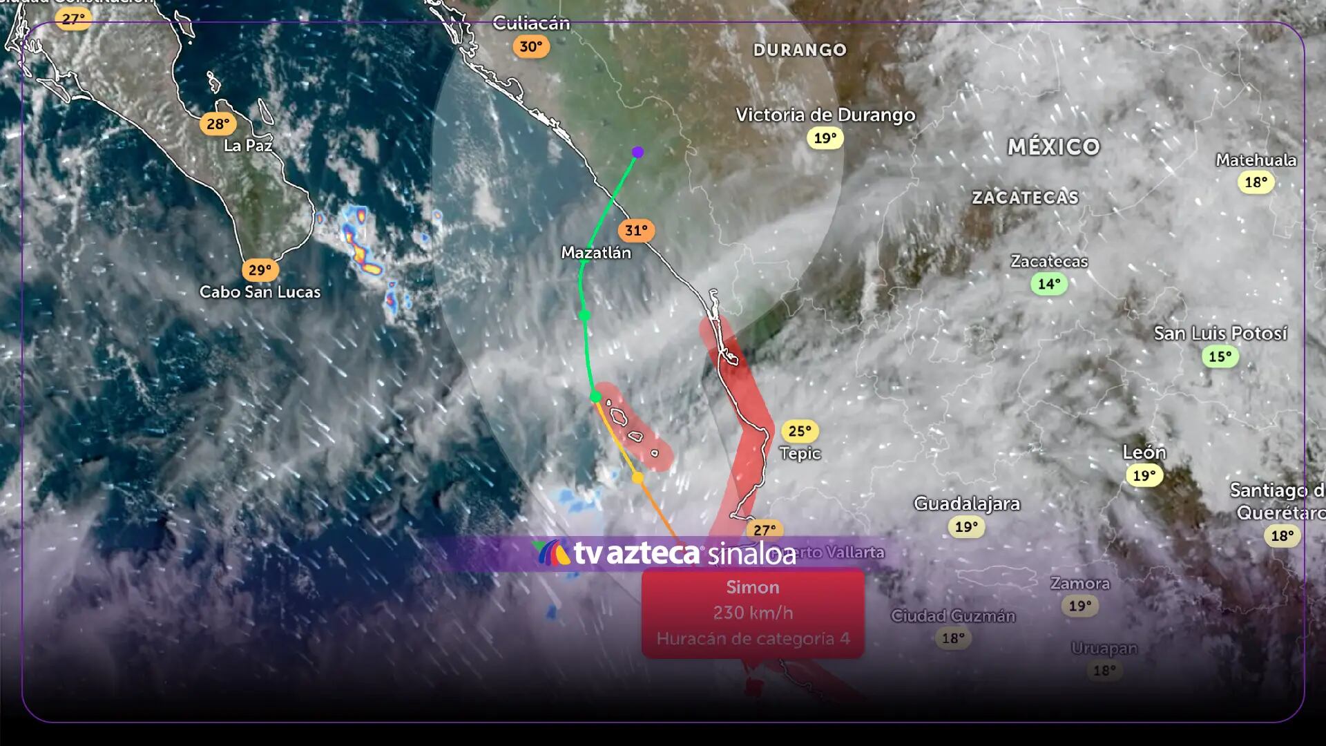 ¡Atención! Huracán Simon viene directo a Sinaloa como categoría 4