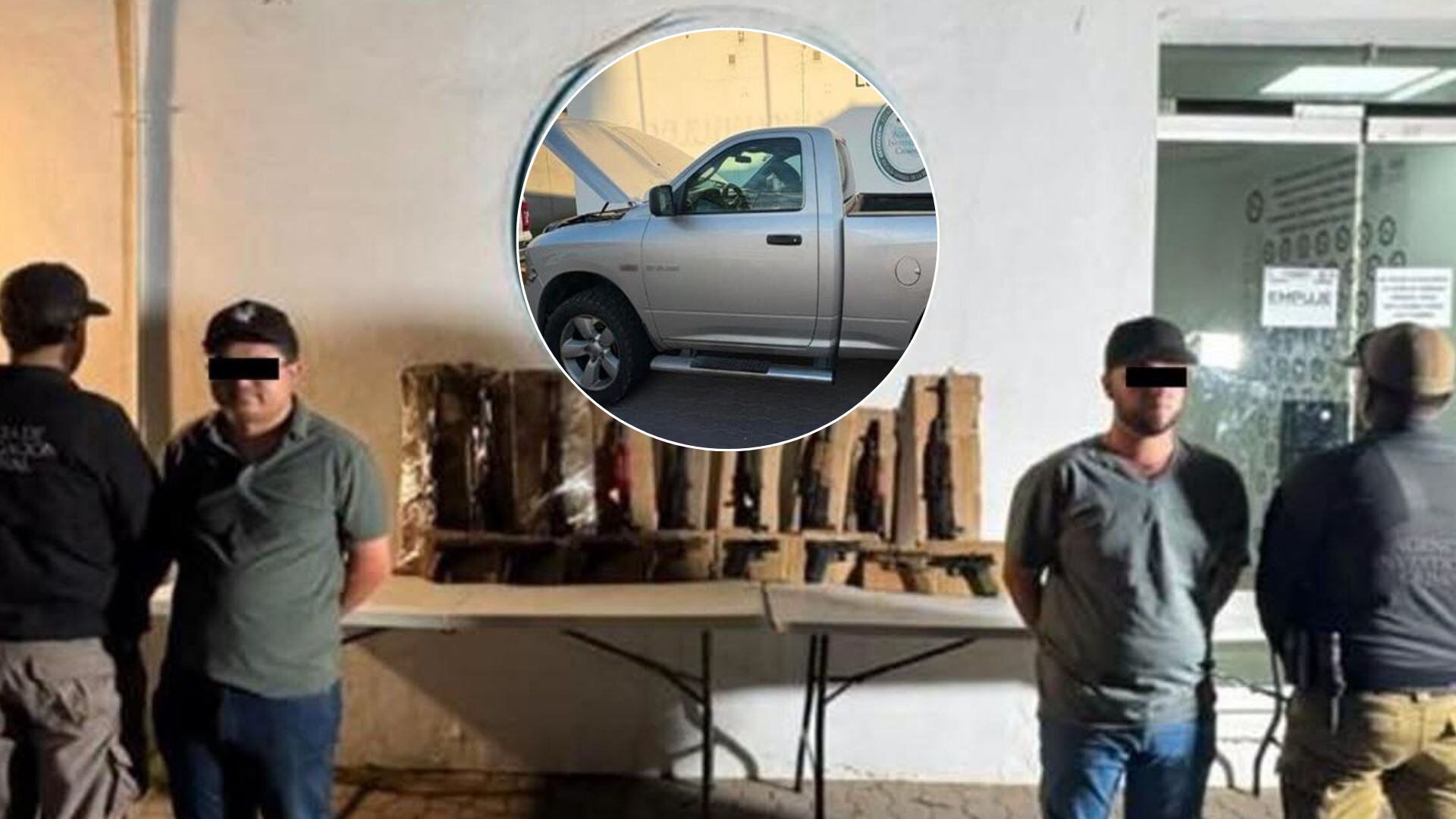 Detienen a dos hombres con arsenal oculto en una camioneta, en Ahome