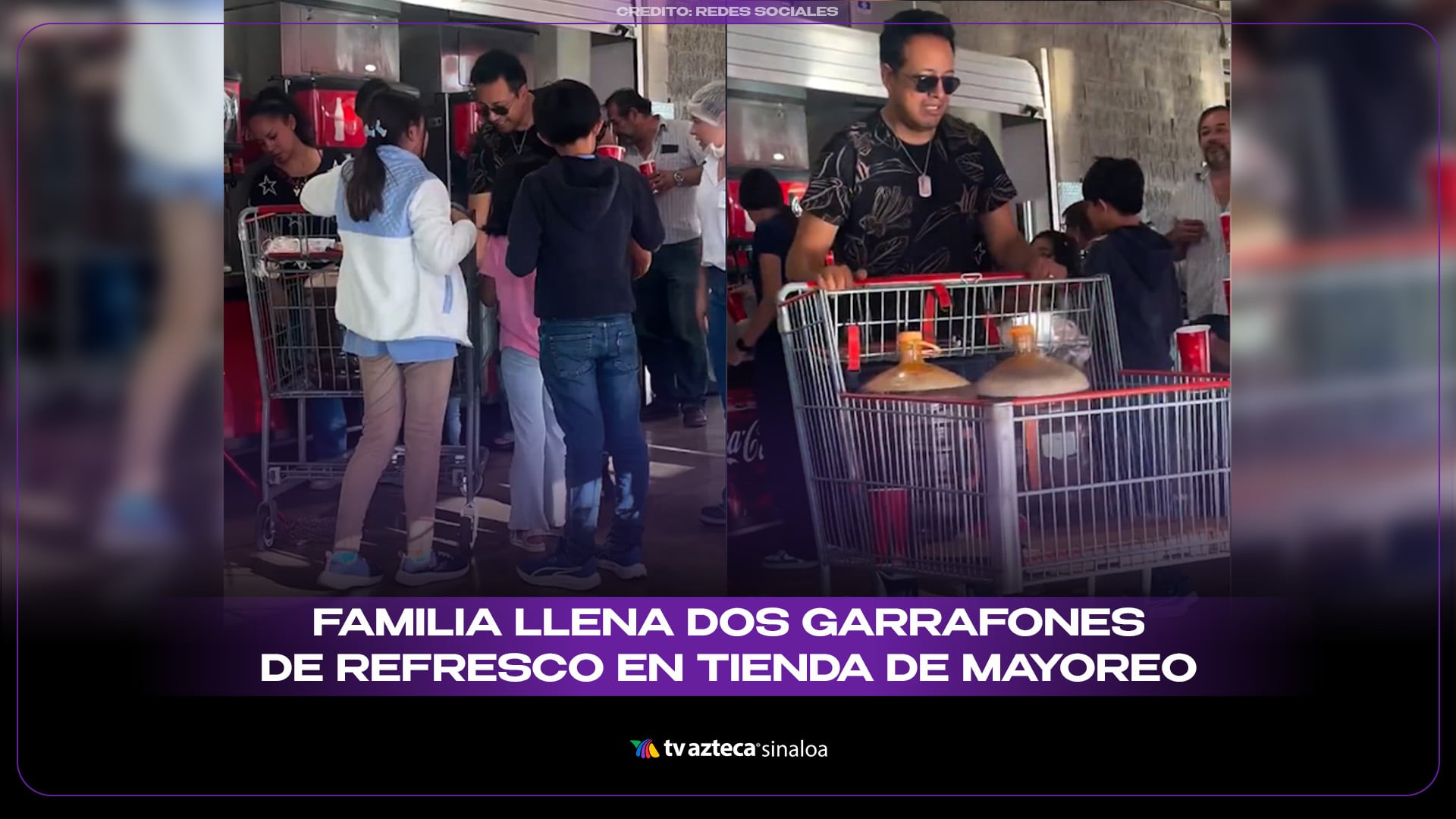 VIDEO| ¿Traían sed? Familia llena dos garrafones de refresco en conocida tienda de mayoreo