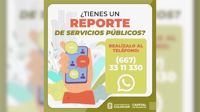 Número para reporte de servicios públicos en Culiacán
