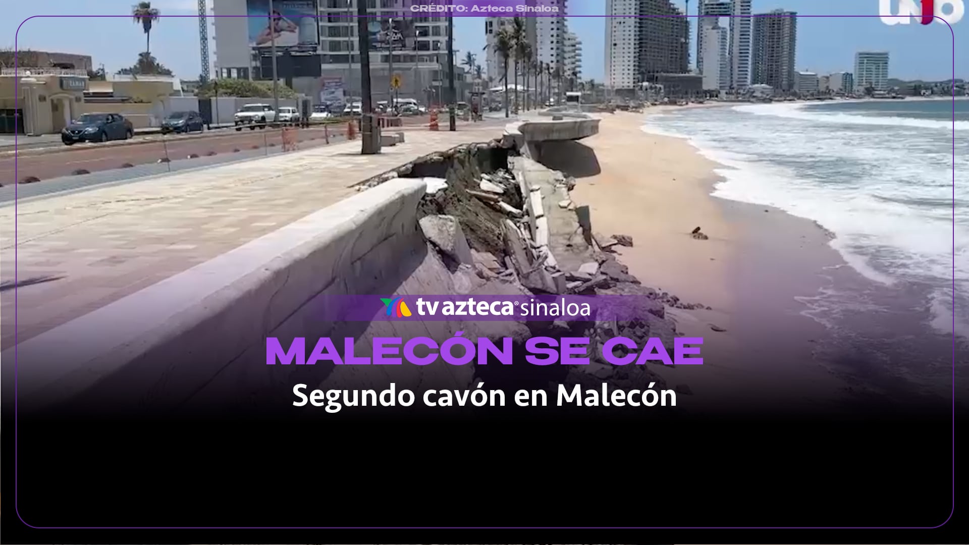 VIDEO| Se desploma por segunda ocasión un tramo del malecón de Mazatlán
