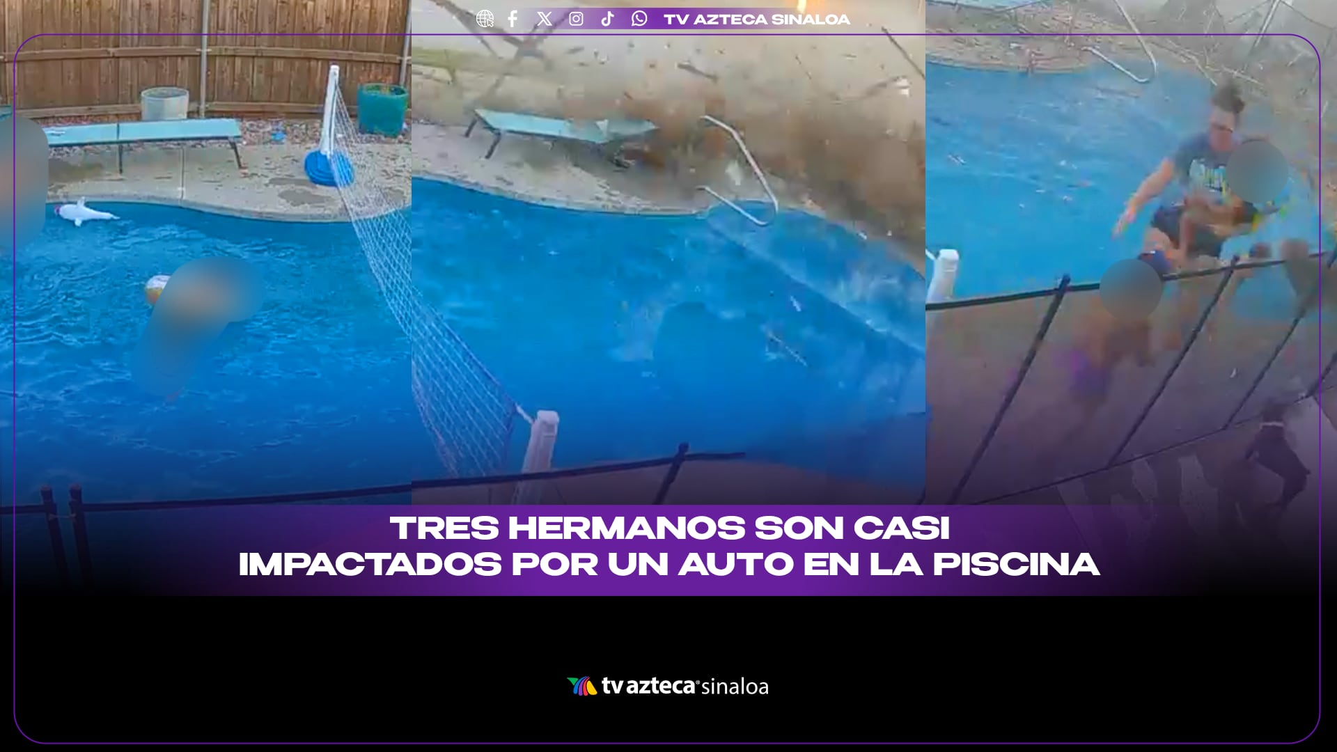 VIDEO: ¡El auto entró hasta el patio! Conductor casi arrolla a tres hermanos en una piscina