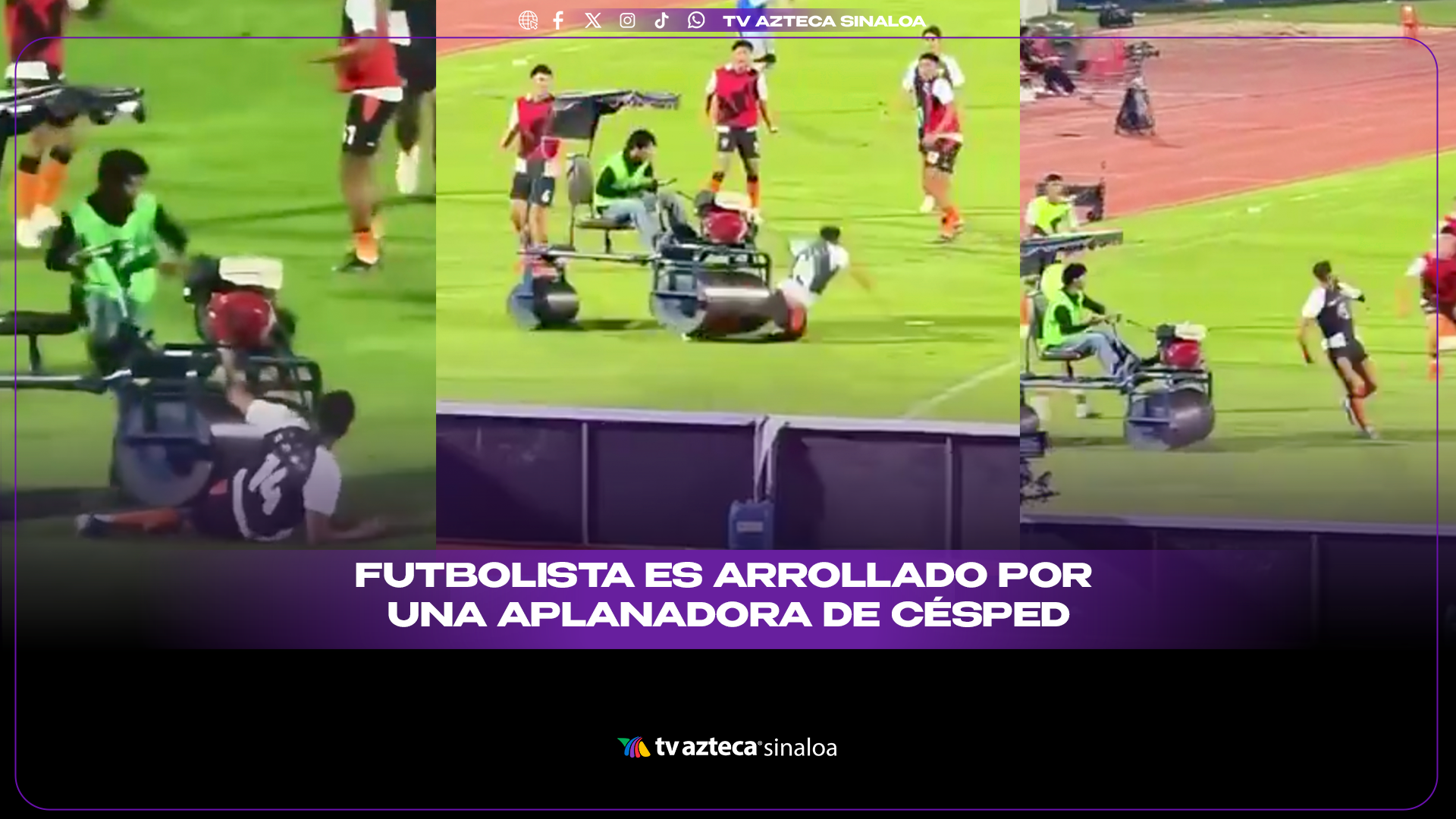 VIDEO|¡Insólito accidente! Futbolista es arrollado por una aplanadora de césped