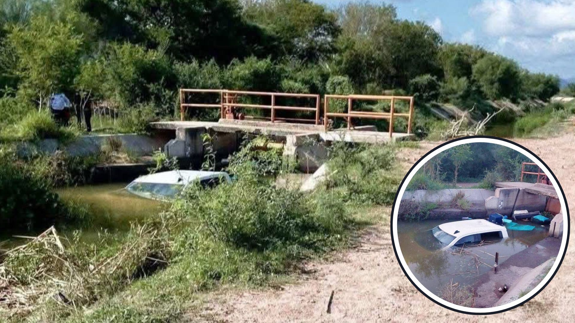 Camioneta cae en canal de El Fuerte