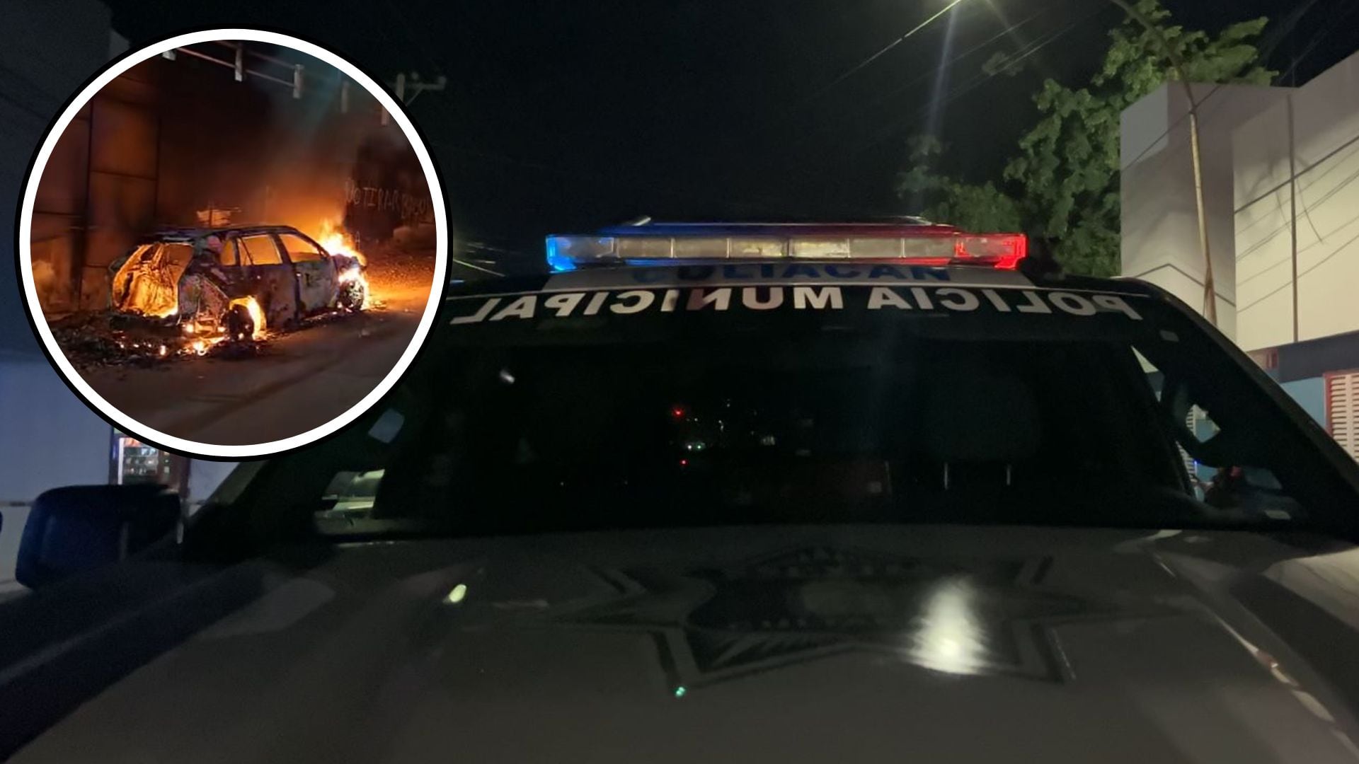 Carro incendiado en Culiacán
