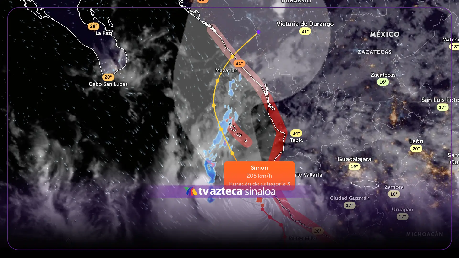 Huracán Simon avanza hacia las Islas Marías con trayectoria a Sinaloa
