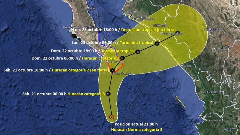 Trayectoria de Norma 20oct 9pm